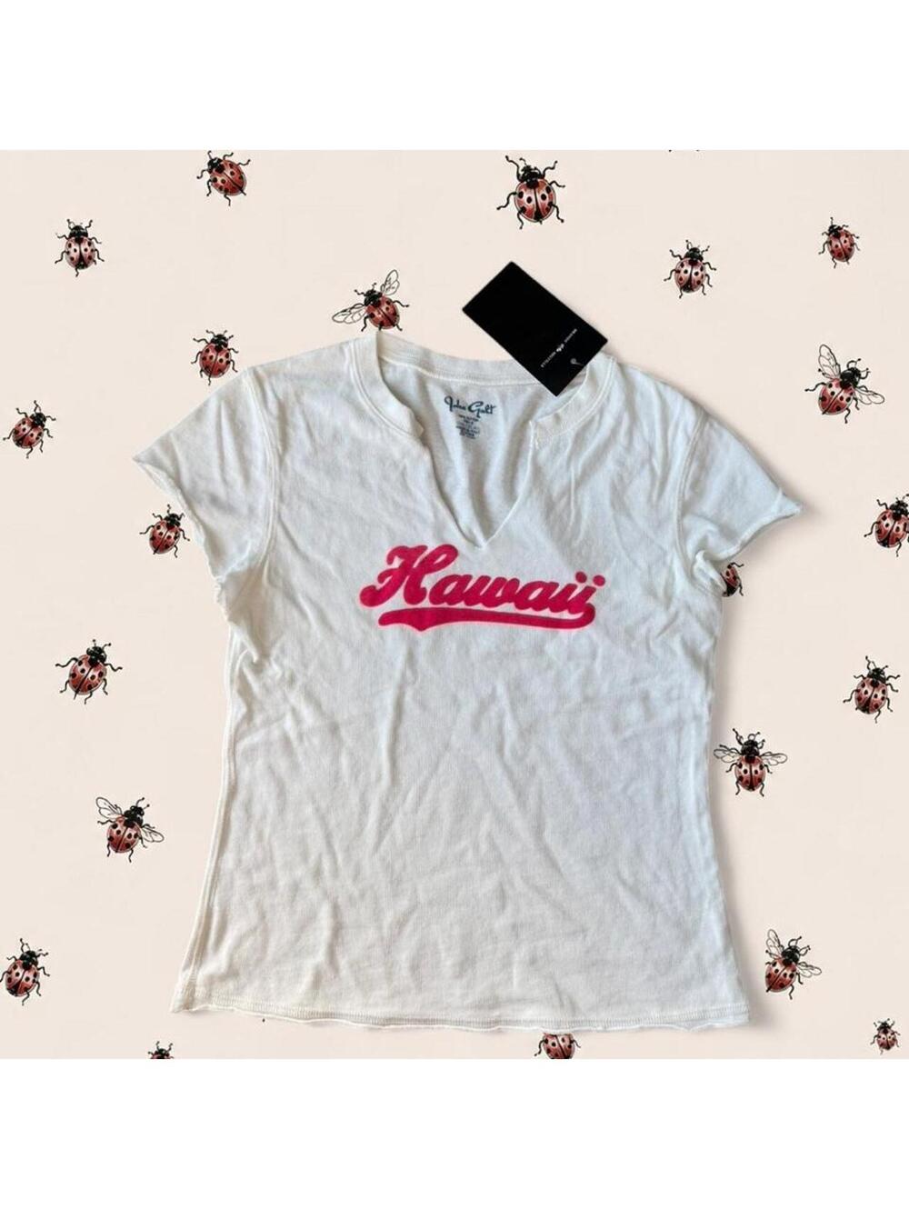 Brandy Melville Hawaii white and pink top